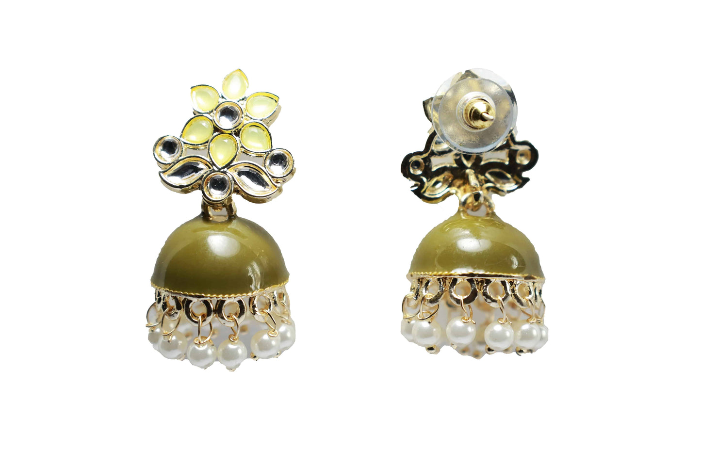 Green Enamel Ethnic Jhumka - Mywishtree