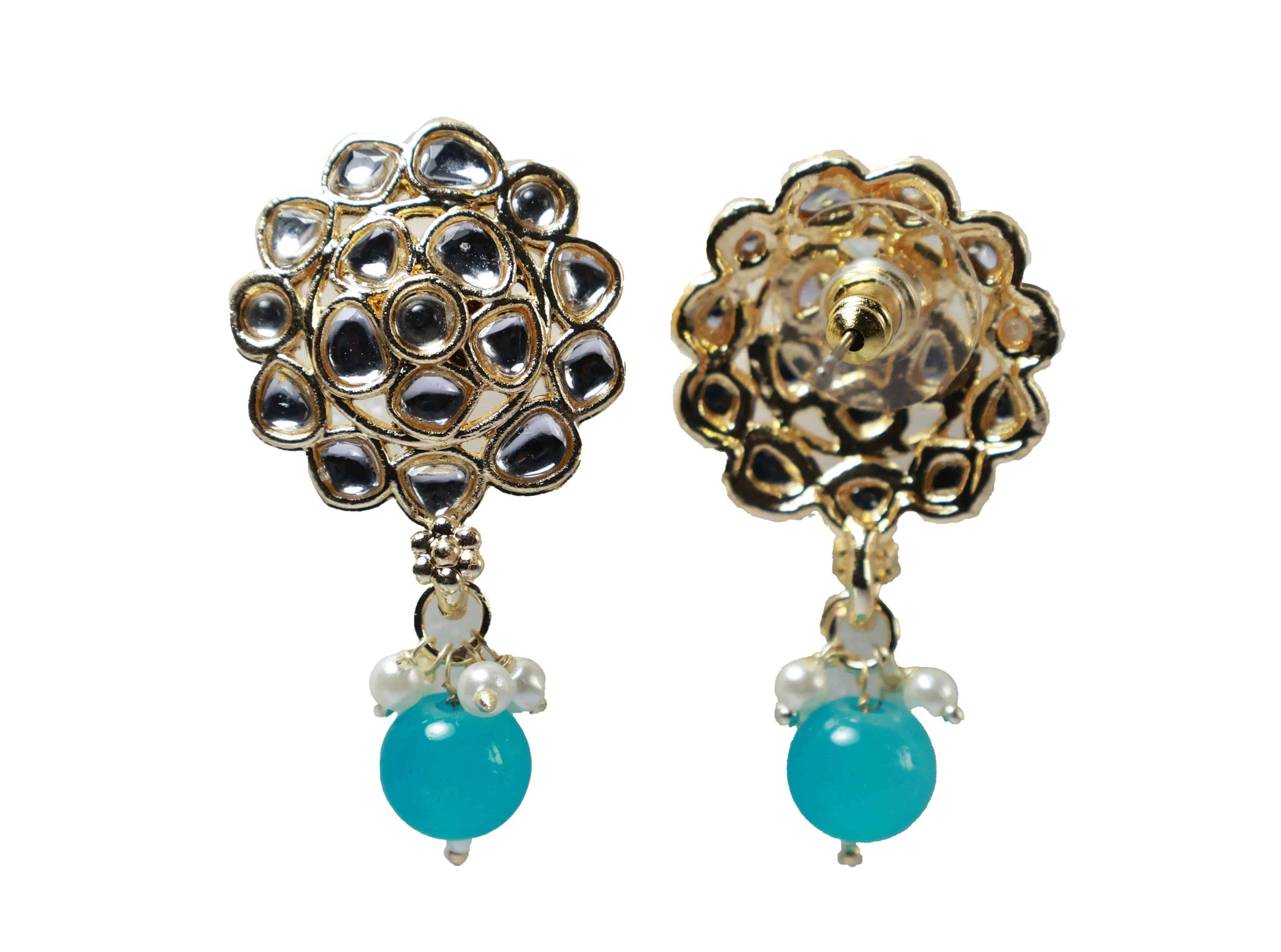 Gold Toned Kundan Studded Drop Earring - Mywishtree