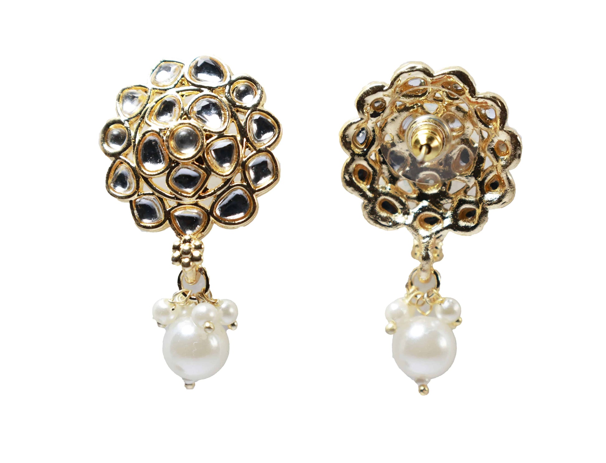 Gold Toned Kundan Studded Drop Earring - Mywishtree