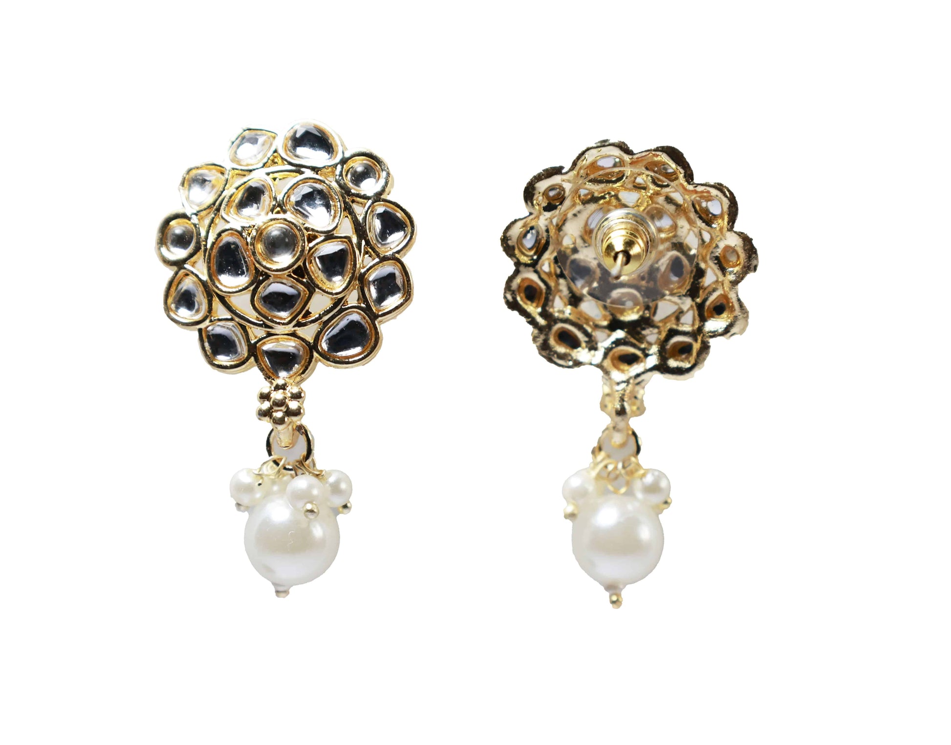 Gold Toned Kundan Studded Drop Earring - Mywishtree