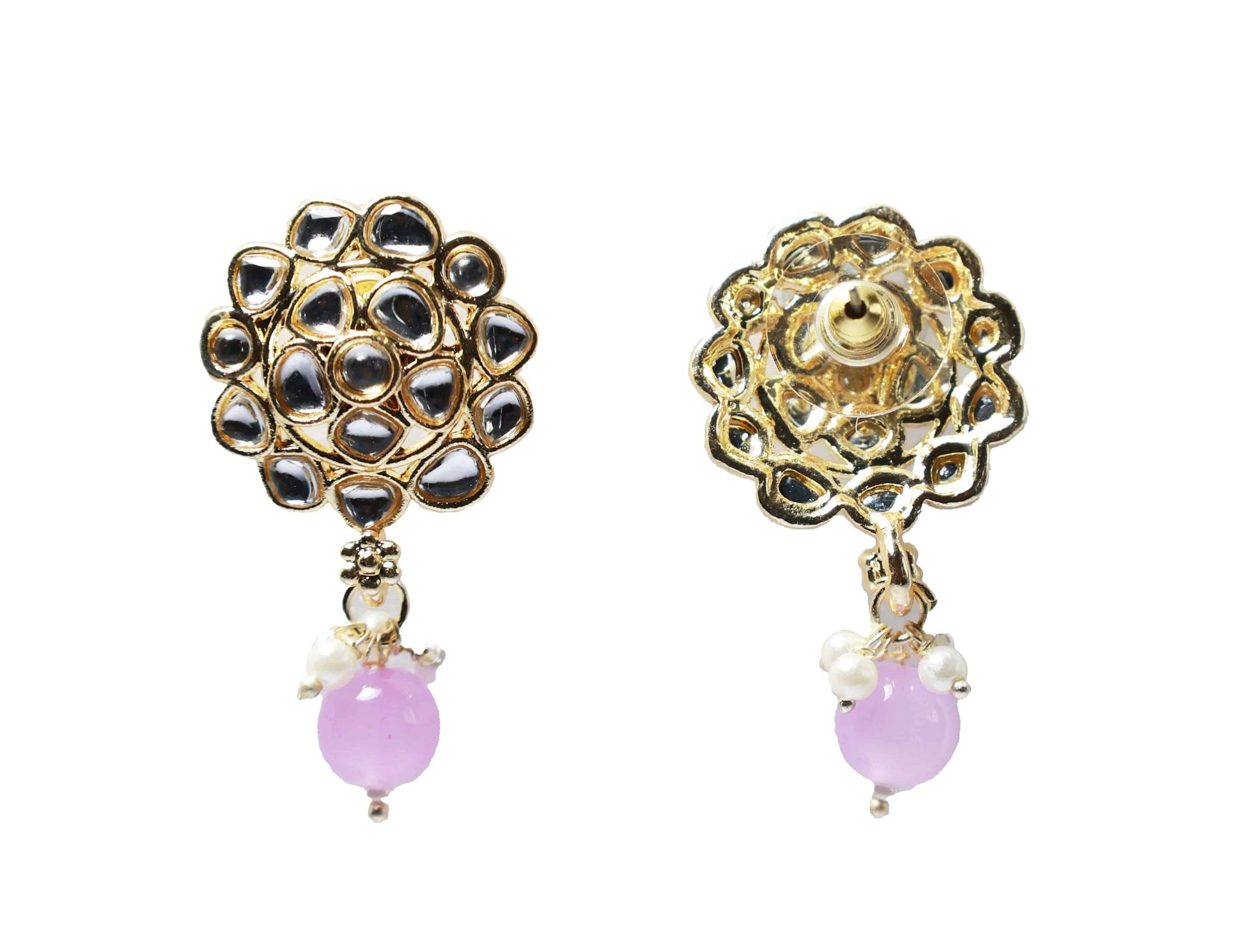 Gold Toned Kundan Studded Drop Earring - Mywishtree
