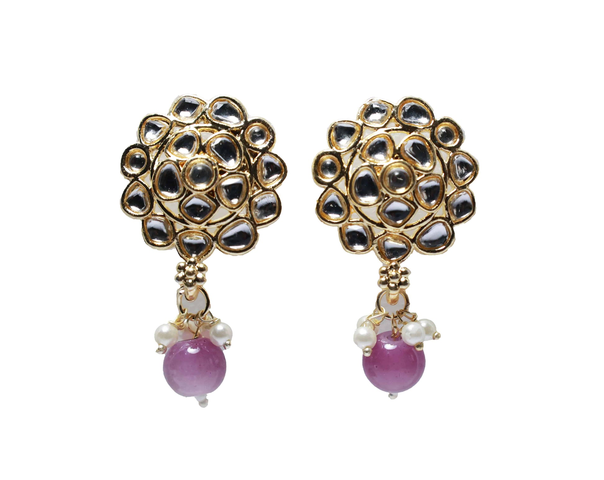 Gold Toned Kundan Studded Drop Earring - Mywishtree