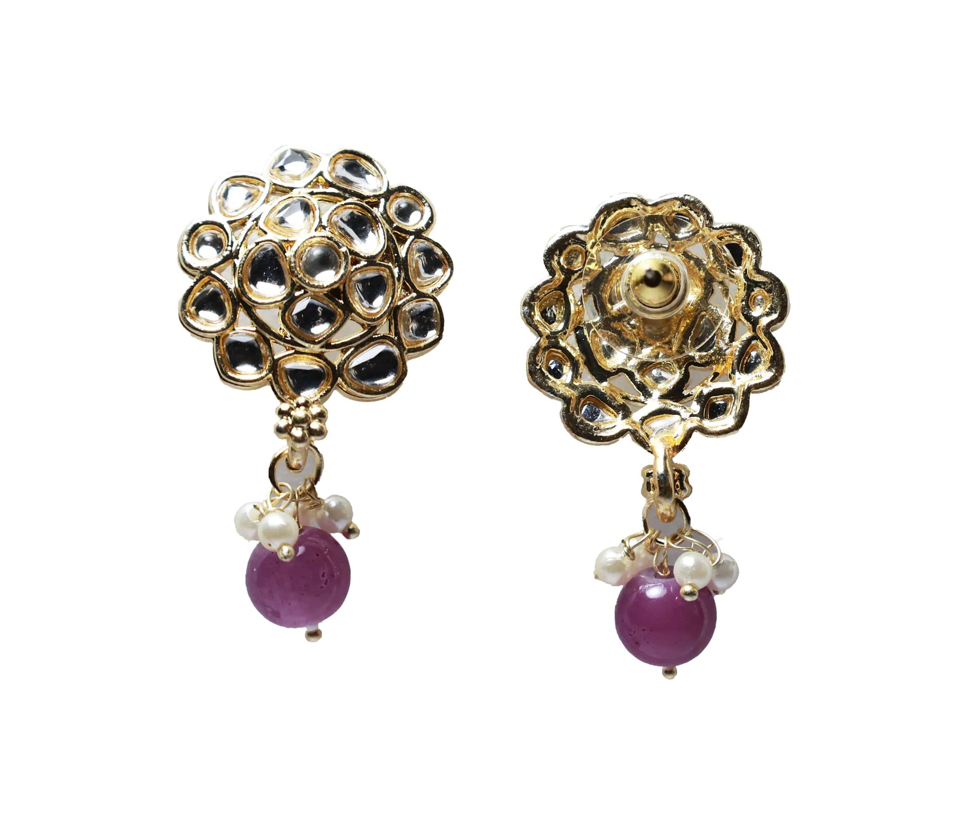 Gold Toned Kundan Studded Drop Earring - Mywishtree