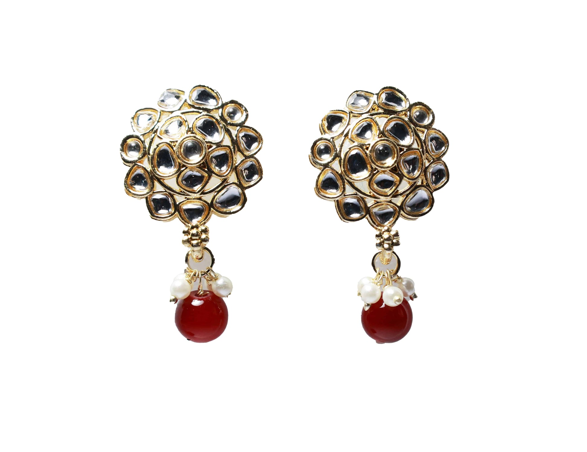 Gold Toned Kundan Studded Drop Earring - Mywishtree