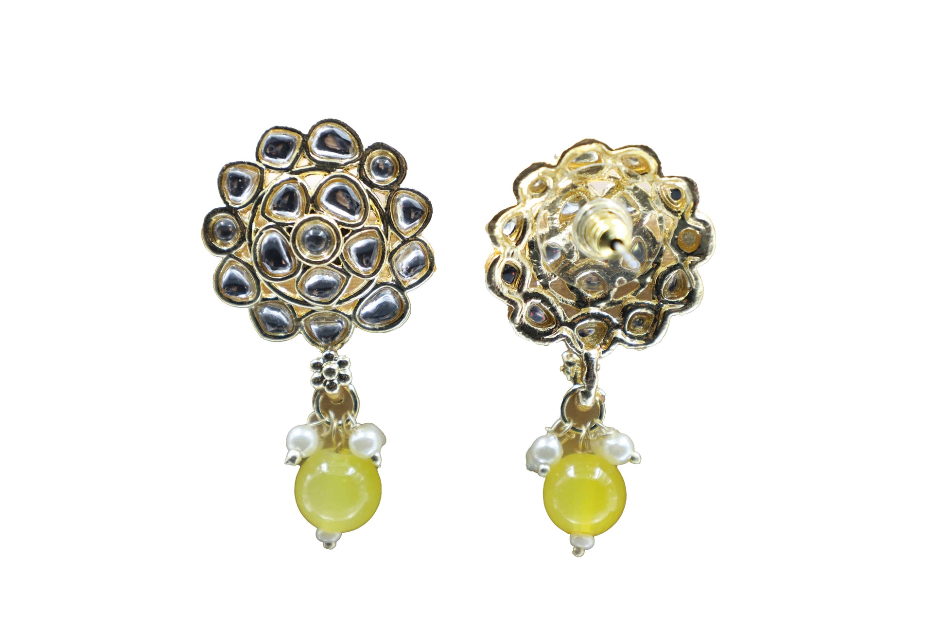 Gold Toned Kundan Studded Drop Earring - Mywishtree