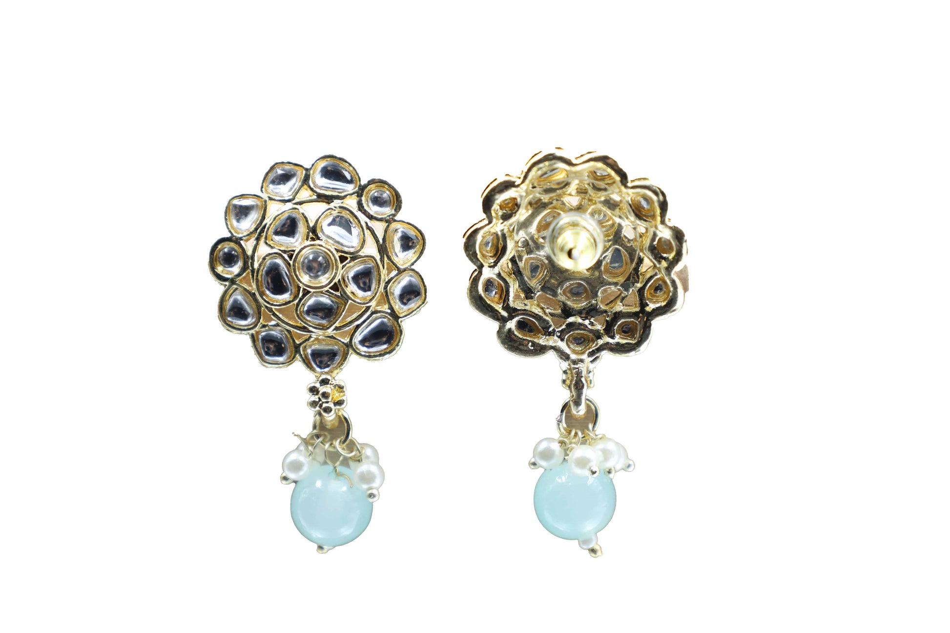 Gold Toned Kundan Studded Drop Earring - Mywishtree