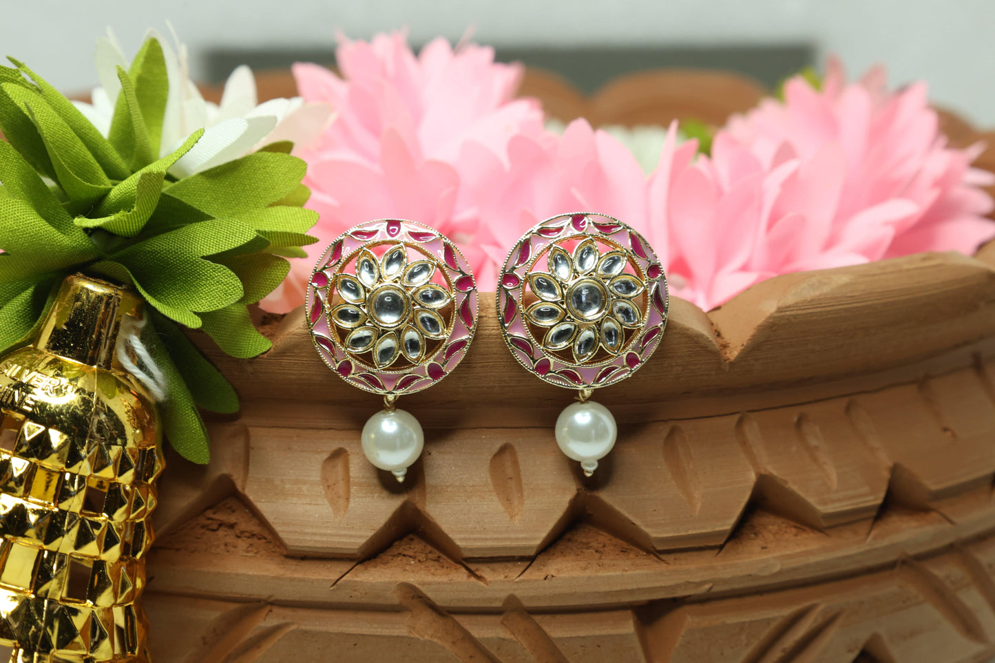 Floral Glow Kundan Drop Earring - Mywishtree