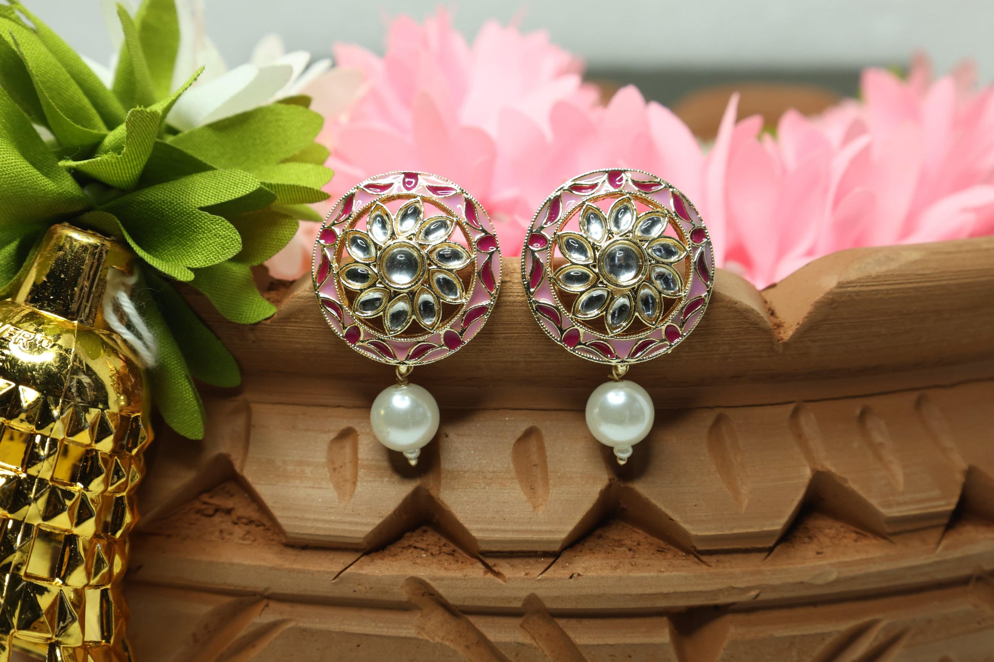 Floral Glow Kundan Drop Earring - Mywishtree