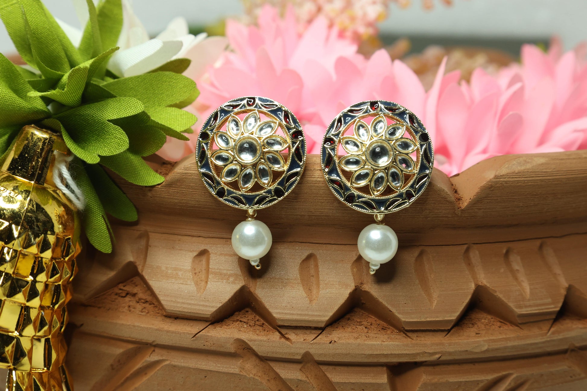 Floral Glow Kundan Drop Earring - Mywishtree