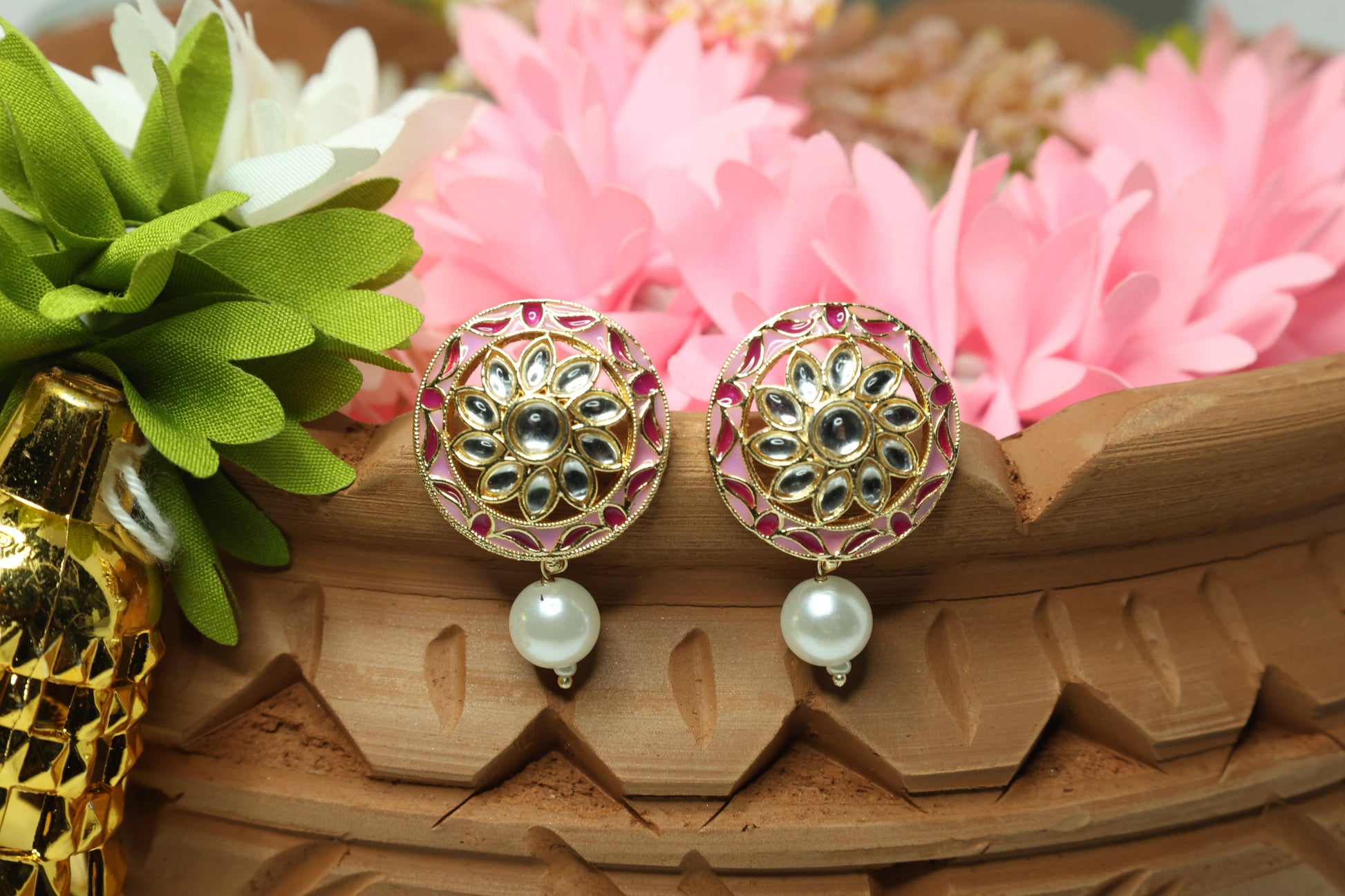 Floral Glow Kundan Drop Earring - Mywishtree