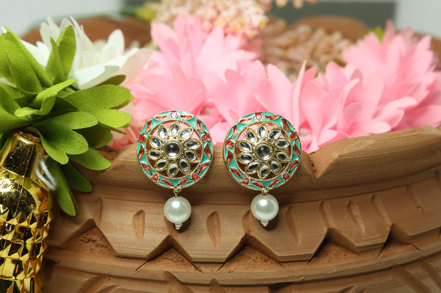Floral Glow Kundan Drop Earring - Mywishtree