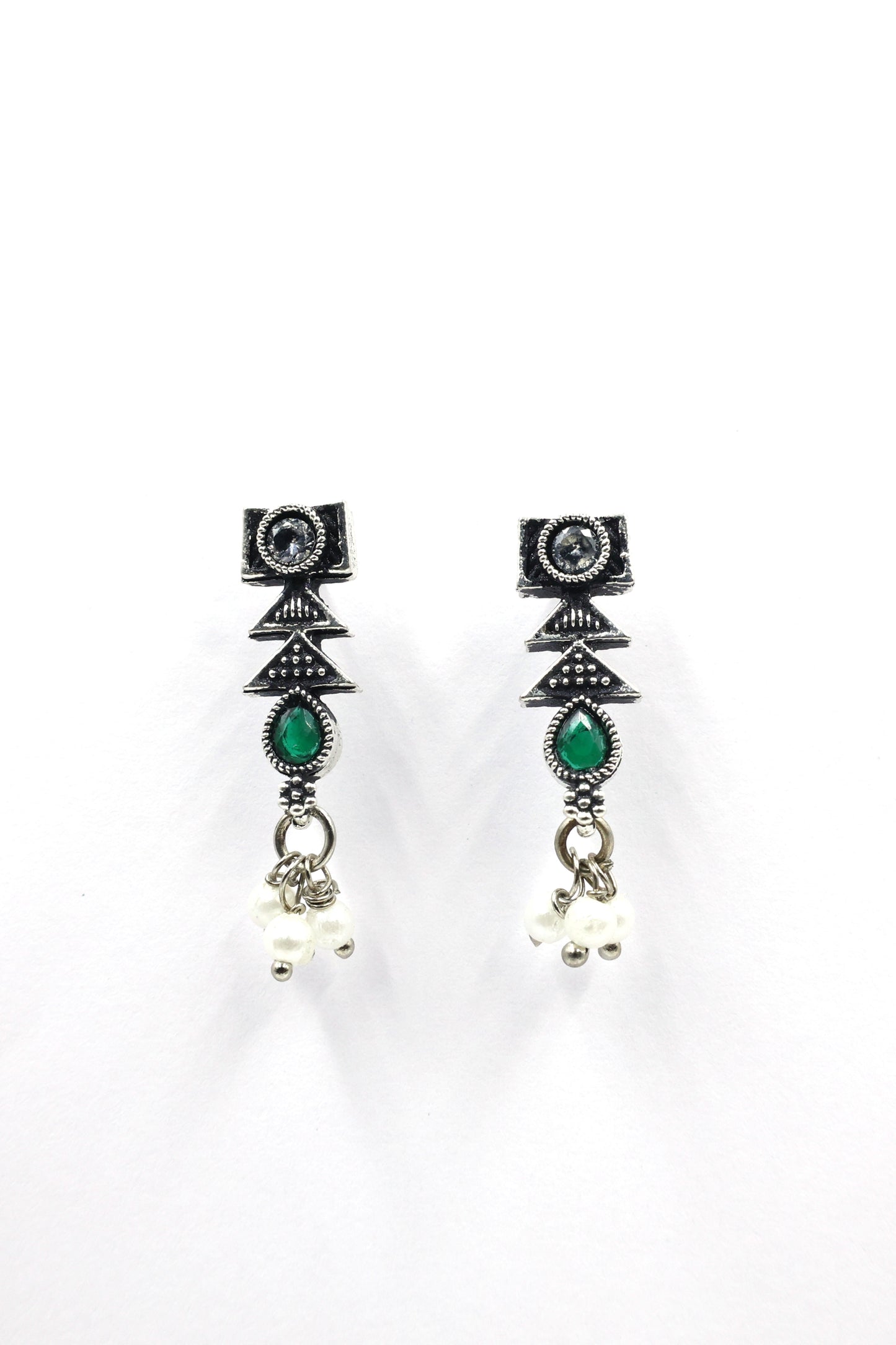 Antique Stone Choker Necklace Set with Oxidised Plating - Mywishtree