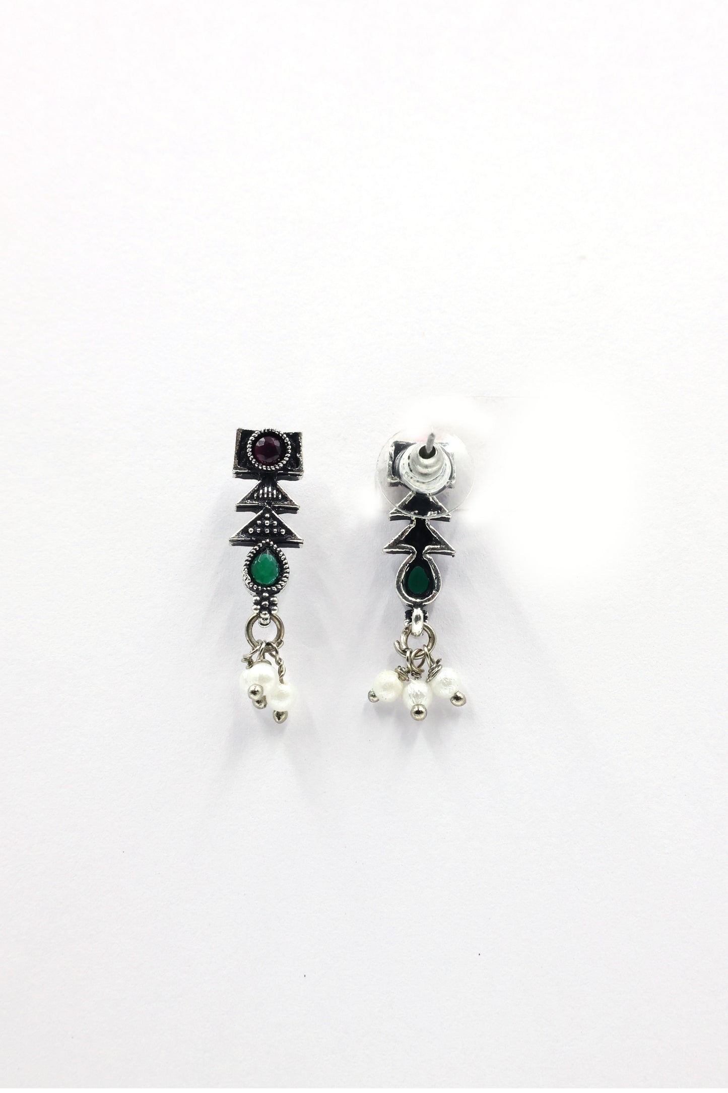 Antique Stone Choker Necklace Set with Oxidised Plating - Mywishtree