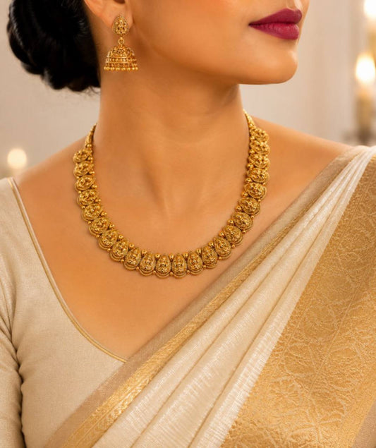 Rustic Gold Tear Drop Laxmi jewelry Set
